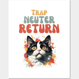 Groovy Trap Neuter Return Cat Design - Supporting Feral Cats' Welfare Posters and Art